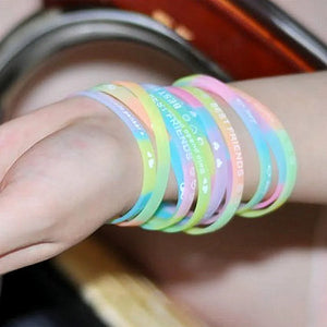 100pcs Assorted Silicone Bangle Bracelets Luminous Wristbands Fashion Jewelry