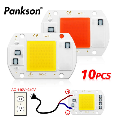 10pcs LED COB Lamp Bead AC 110V/220V Driverless DIY Flood Light & Full Spectrum Plant Growth Bulb