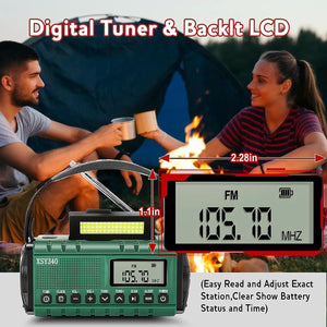 10,000mAh Solar Hand Crank Emergency Radio AM/FM/NOAA, LED Flashlight, SOS Alarm, Power Bank, Portable for Outdoor, Dropshipping