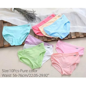 10-Pack Teen Cotton Underwear Girls Solid Colors Ages 10-16 Kids Panties