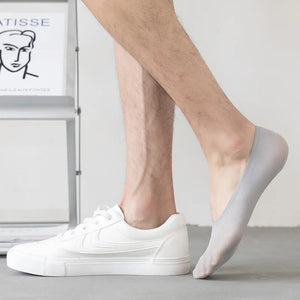10 Pairs Men's Invisible Non-Slip Silicone Liner Socks, Breathable Thin Nylon No Show Loafers for Summer
