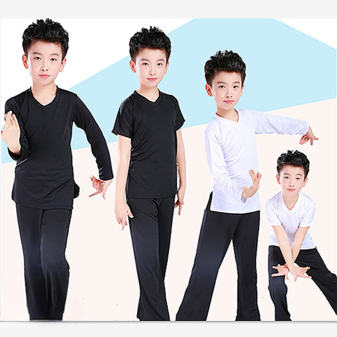 Boys' Latin Dancewear Set - Ruffle Ballroom & Modern Dance Shirt + Pants for Exercise & Performance
