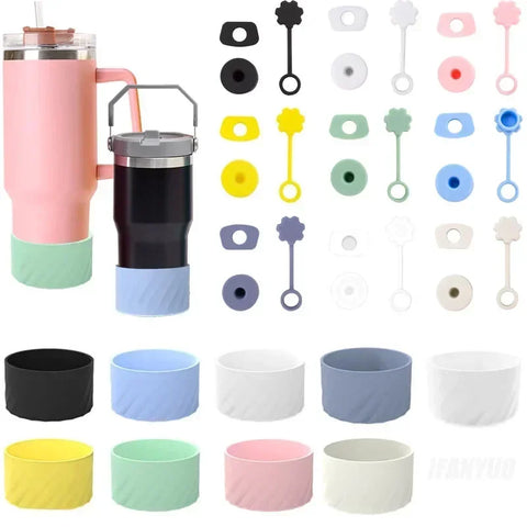 40oz Leakproof Tumbler with Lid & Straw Cover - 4pc Reusable Cup Set