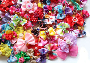 100-Pack Handmade Dog Hair Bows for Grooming & Parties Accessories