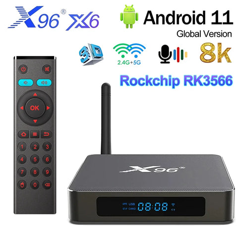 Android TV Box X96 X6 4K 8K Media Player Dual WiFi Bluetooth Google YouTube Streaming 8G/64G 4G/32G