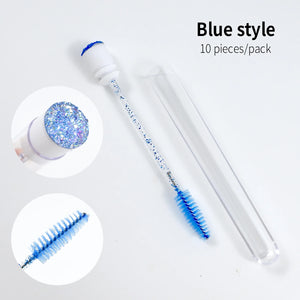 10-Pack Reusable Mascara Wands with Tubes & Case for Lash and Brow Grooming