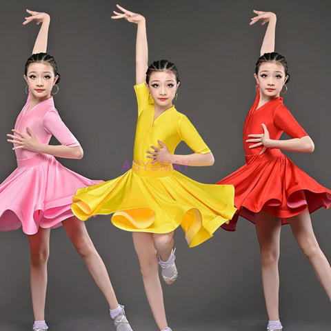 Children's Latin Dance Dress for Ballroom, Rumba, Cha Cha, Samba Practice & Performance