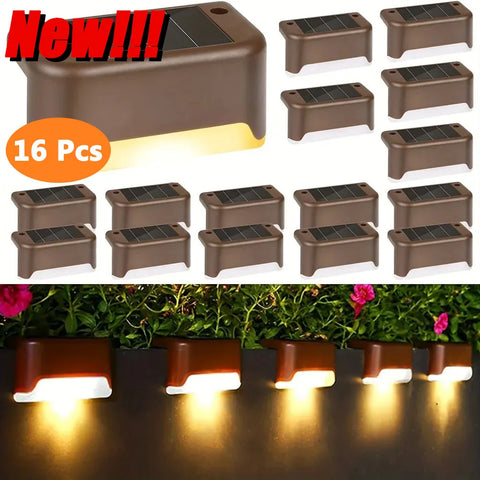 4/16 Pack LED Solar Step Lights Waterproof Outdoor Garden Terrace Pathway Stair Lighting