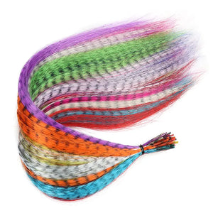 10 Pcs Colored Feather Hair Extensions I Tip Synthetic Zebra Strands Hairpiece