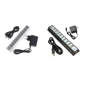 10-Port USB 2.0 Hub Splitter for Keyboard, Mouse, U-Disk, Phone Charging Cable Adapter