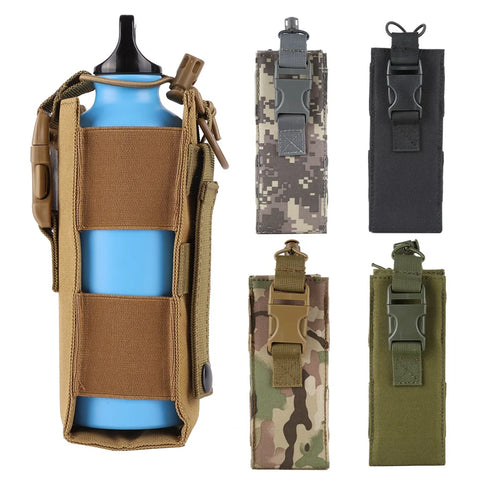 Adjustable Water Bottle Holder for Camping, Traveling, Hunting - Fast Release Backpack Beverage Bag