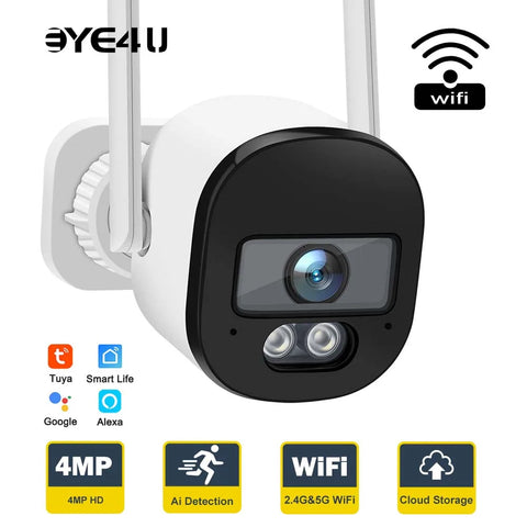 4MP Bullet Security Camera 2.4G/5G WiFi 2K Outdoor CCTV Smart Video Alexa Google Home