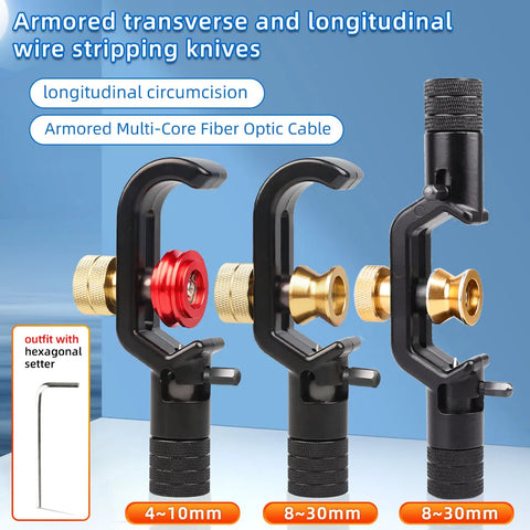 Armored Wire Stripper & Optical Cable Slitter 4-28mm Fiber Optic Stripping Tool Sheath Cutter