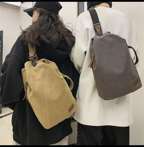 2024 Trend Men's Retro Canvas Chest Bag - Large Capacity Hip Hop Streetwear Crossbody Shoulder Bag for Youth