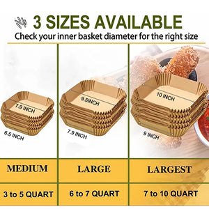 100-Pack Disposable Air Fryer Liners, Nonstick, Greaseproof, Easy Clean, Round Baking Paper