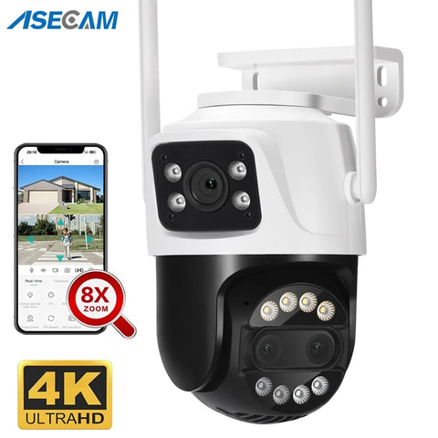 12MP 6K WiFi CCTV Camera 8x Zoom Dual Screen AI Human Detect Auto Tracking Outdoor 8MP 4K Surveillance Security ICSee