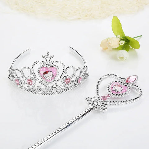 Hello Kitty Kids Party Set: Crown, Magic Wand, Princess Jewelry & Hair Accessories