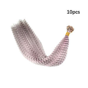 10 Pcs Colored Feather Hair Extensions I Tip Synthetic Zebra Strands Hairpiece