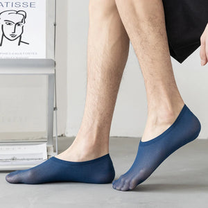10 Pairs Men's Invisible Non-Slip Silicone Liner Socks, Breathable Thin Nylon No Show Loafers for Summer