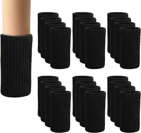 24 Pcs Black Chair Leg Socks Protectors High Elastic Furniture Leg Covers Fits Most Shapes