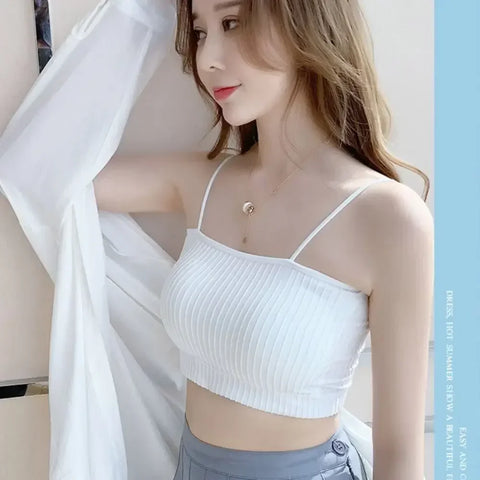 2024 Women's Slim Korean Style Polyester Tube Top Bra - Breathable Tank Top Underwear