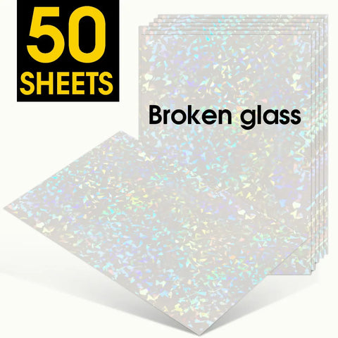 50 Sheets A4 Broken Glass Hologram Lamination Film: Shiny Star Dots for DIY, Card, Photo Holographic Stickers