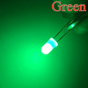 1000pcs 5mm Diffused LED Diodes, White/Red/Green/Blue/Yellow/Warm Light, 2-Pin 6000-6500K