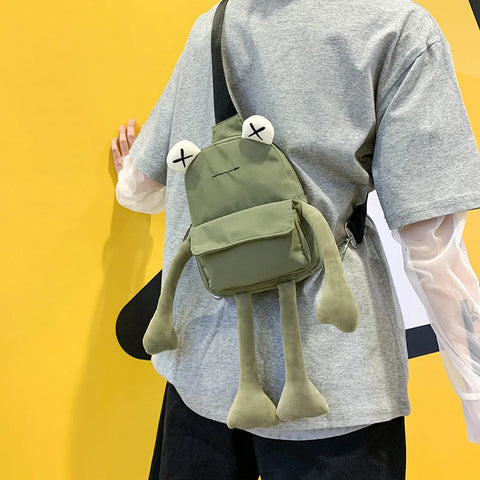 Cartoon Frog Cute Small Shoulder Bag - Unisex Casual Crossbody Chest Bag for Women