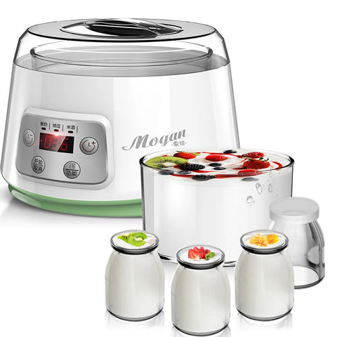 1.3L Automatic 3-in-1 Yogurt, Rice Wine, Natto Maker with Glass Liner and Constant Temperature Control