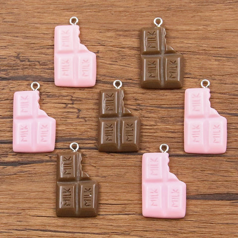 10pcs 18x27mm Resin Chocolate Dessert Charms for DIY Jewelry & Keychains - Necklace, Bracelet, Earring Accessories