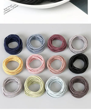 100pcs Women's 4cm Nylon Elastic Hair Bands Set - Scrunchies, Ponytail Rubber Bands, Hair Accessories Headwear