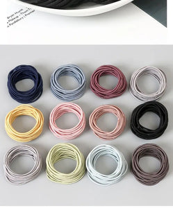100pcs Women's 4cm Nylon Elastic Hair Bands Set - Scrunchies, Ponytail Rubber Bands, Hair Accessories Headwear