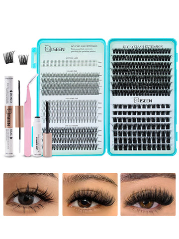 DIY Eyelash Extension Kit: Cluster Lashes, Glue, Sealant & Tweezers