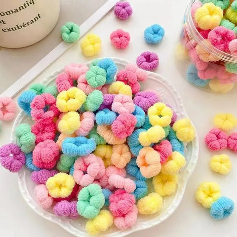 100pcs Colorful Elastic Hair Ties Ponytail Holders Rubber Bands Small Scrunchies for Kids Hair Accessories
