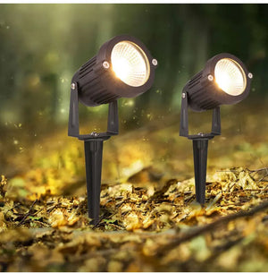 10-Pack LED Garden Lawn Lights Waterproof AC/DC Outdoor Spike Path Spotlights IP65 - 220V/110V/12-24V, 7W/5W