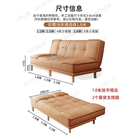 Compact Leather Sofa Bed - Solid Wood Folding Design for Living Room, Small Apartment, Bedroom or Rental House用途