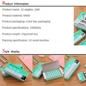 1000 Pcs Standard No. 12 Staples 24/6 for Office Binding and Stapler Use