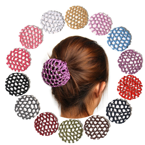 Girls' Rhinestone Pearl Hair Bun Cover Elastic Net Ballet Dance Accessory