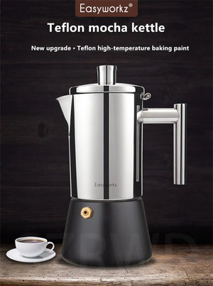 Italian Moka Espresso Maker Stainless Steel Coffee Pot for Gas or Induction Stove, Cuban Style Mocha Kettle