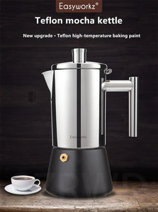 Italian Moka Espresso Maker Stainless Steel Coffee Pot for Gas or Induction Stove, Cuban Style Mocha Kettle