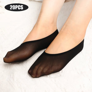 10 Pairs Women’s No Show Socks Invisible Liner Ballerina Boat Footies Thin Slippers Summer Transparent