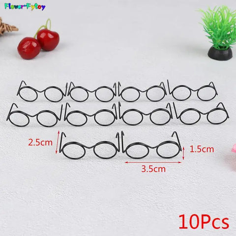 Doll Glasses Black Retro Round Lensless Fashion Accessory for 30cm Dolls (2/10/12pcs)