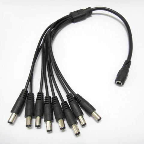 DC Power Splitter Cable 1 Female to 8 Male for CCTV Camera Systems
