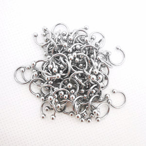 100pcs Body Jewelry Set: Straight & Curved Captive Bead Rings, Labret Barbells, Nose, Eyebrow, Lip, Ear Studs, Stainless Steel