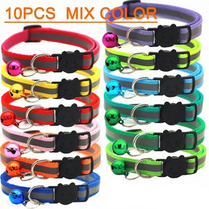 10-Pack Adjustable Cat & Kitten Safety Collars with Bells - Pet Collar Set