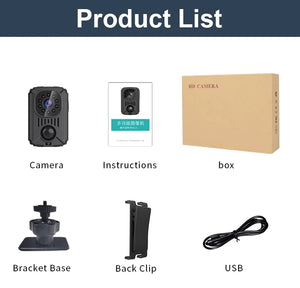 1080p Mini Body Camera with Night Vision, Portable Video Recorder, Worn Police Cam, Small DV Camcorder, 90-Day Standby