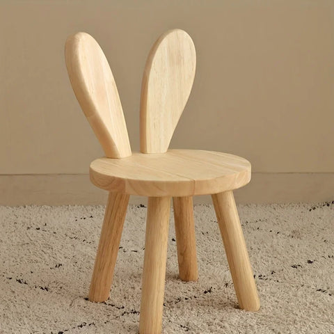 Cute Rabbit Ears Wooden Stool for Kids, Decorative Small Chair, Creative Toddler Seat