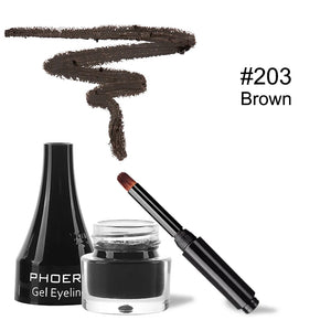 10-Color Waterproof Gel Eyeliner Set with Brush - Long-Lasting Eye Makeup Kit