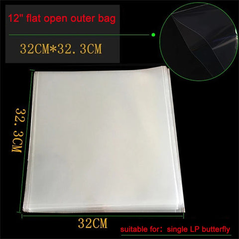 50pcs Vinyl Record Protective Sleeves 12" Self-Adhesive OPP Gel Bags for Turntable LPs 32.3cm x 32cm