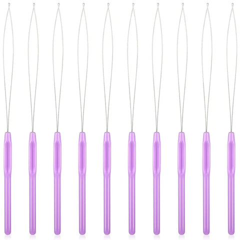 10pcs Hair Extension Loop Needle Threader Hook Pulling Tool for Bead Installation